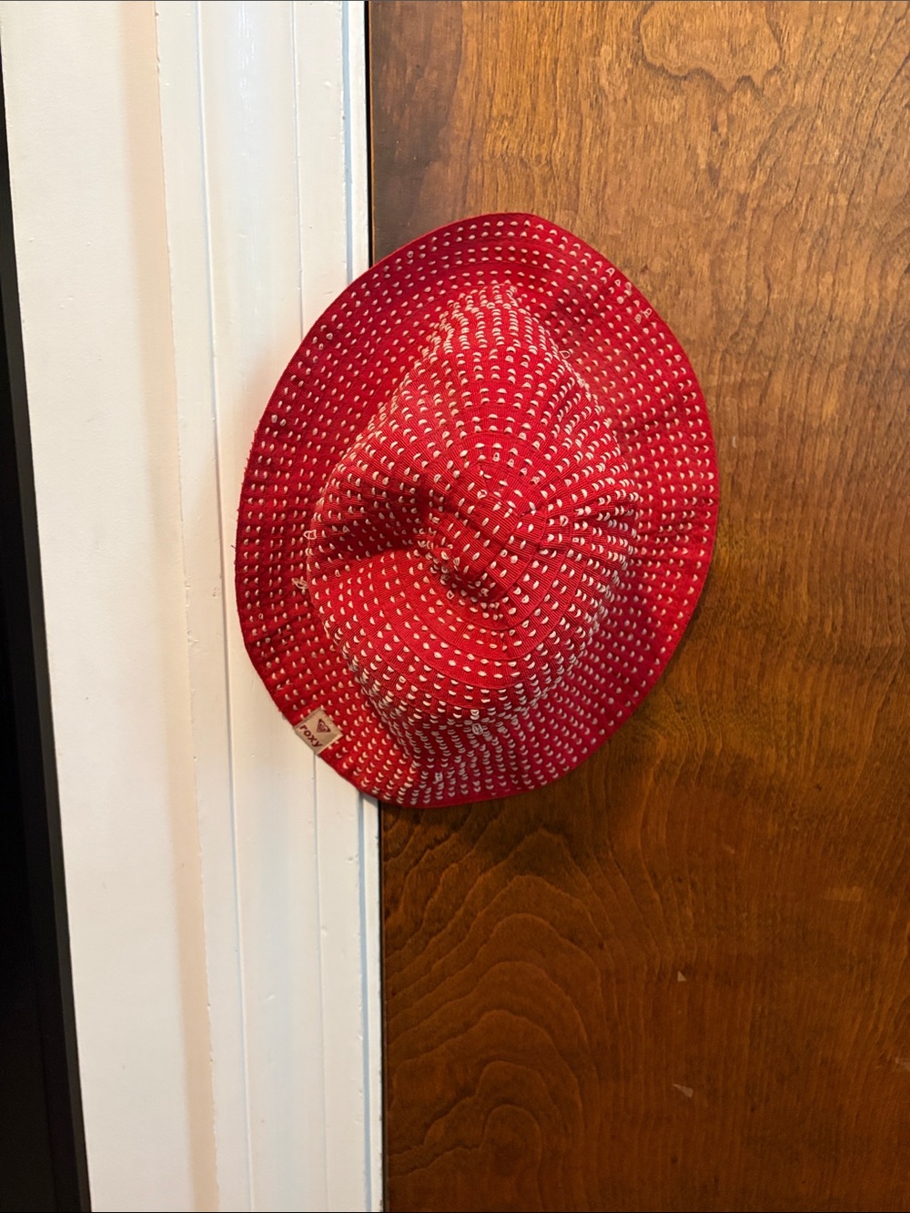 Roxy Red Bucket Hat with White Stitching